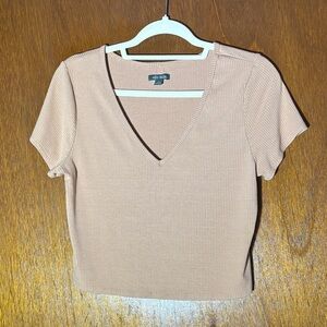 NWOT Wild Fable Tan V-Neck Ribbed Crop Top